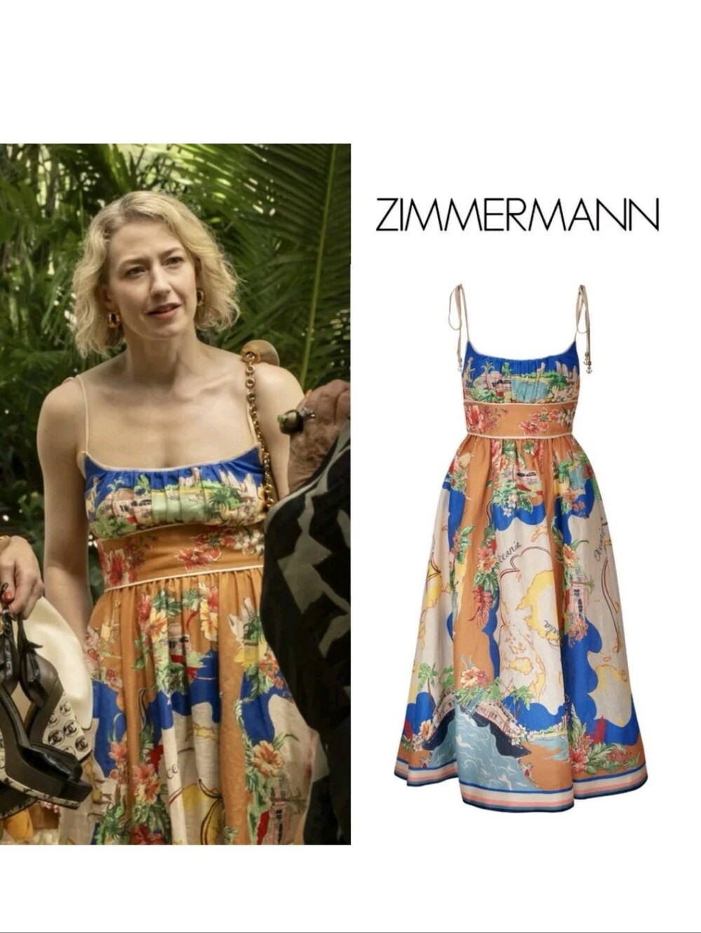 Alight Picnic Midi Dress in Nautical Map by Zimmermann